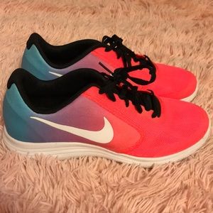 Nike revolution three pink and blue ombré sneakers